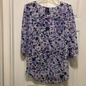 Faded Glory Purple and Blue Patterned Blouse